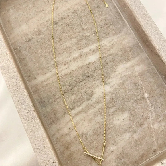 925 Sterling Silver V Necklace V-Shaped Necklace Geometric Bar Necklace - Picture 3 of 10